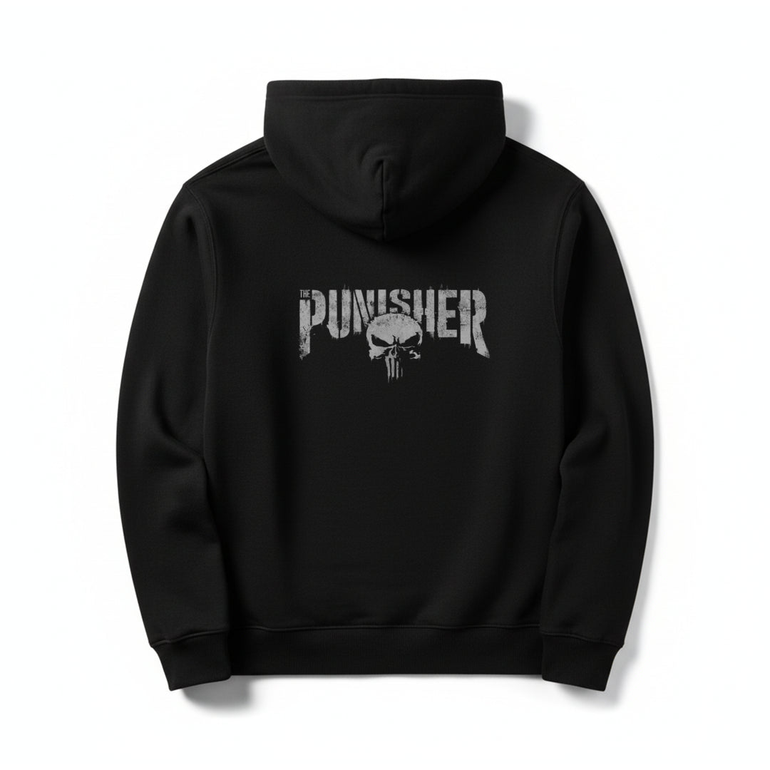 The Punisher Skull-Themed Black Vigilante Hoodie