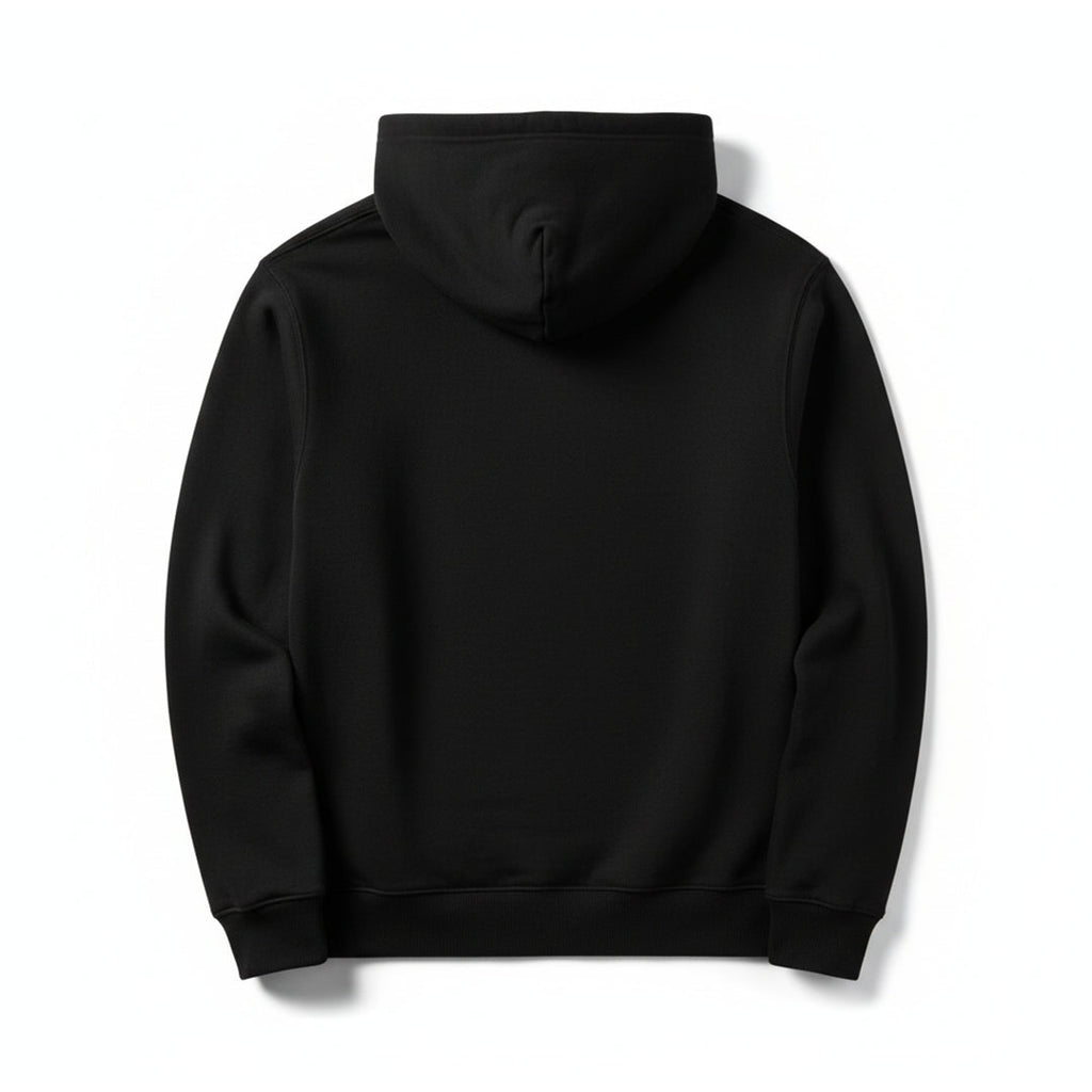 Classic Plain Streetwear Hoodie – Black & White - Silver Stich