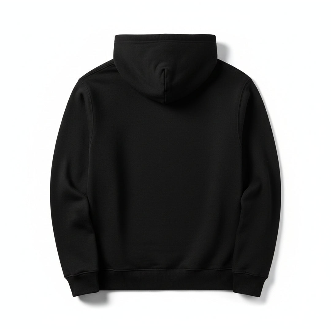 Classic Plain Streetwear Hoodie – Black & White - Silver Stich