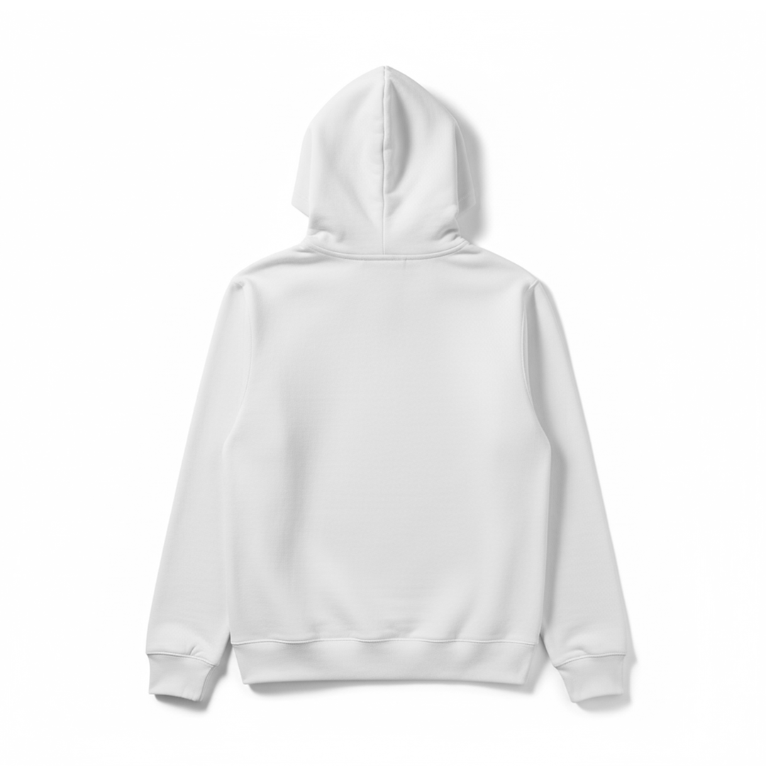 Classic Plain Streetwear Hoodie – Black & White - Silver Stich