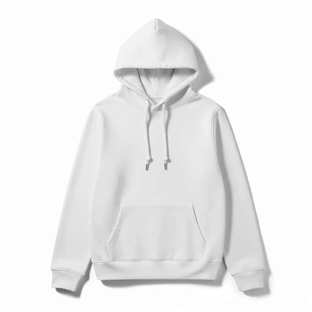 Classic Plain Streetwear Hoodie – Black & White - Silver Stich