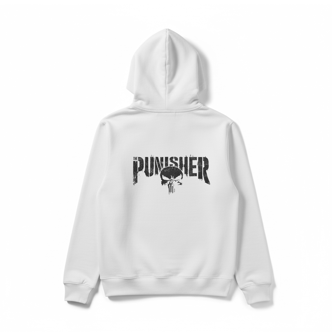 The Punisher Skull - Themed Black Vigilante Hoodie - Silver Stich