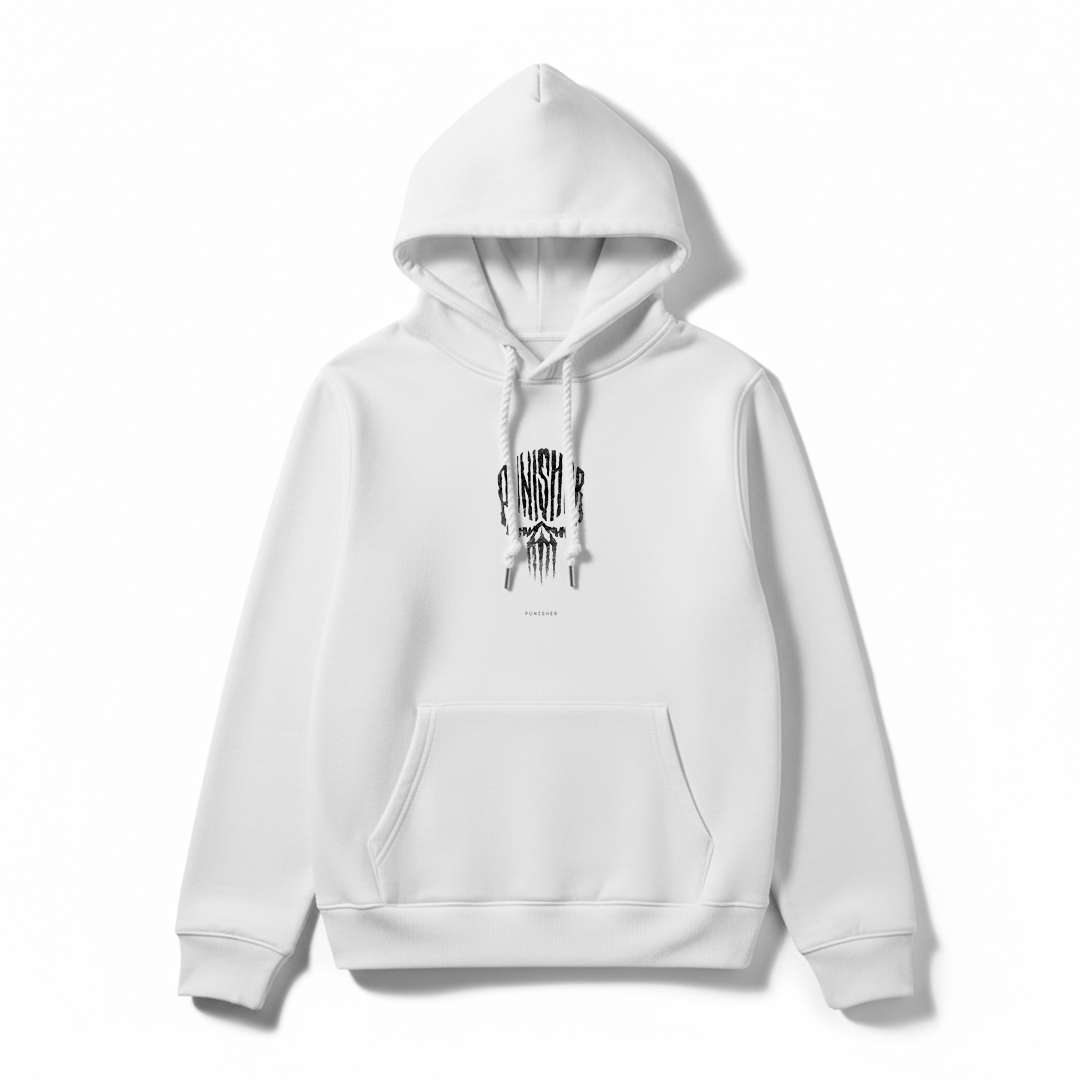 The Punisher Skull - Themed Black Vigilante Hoodie - Silver Stich